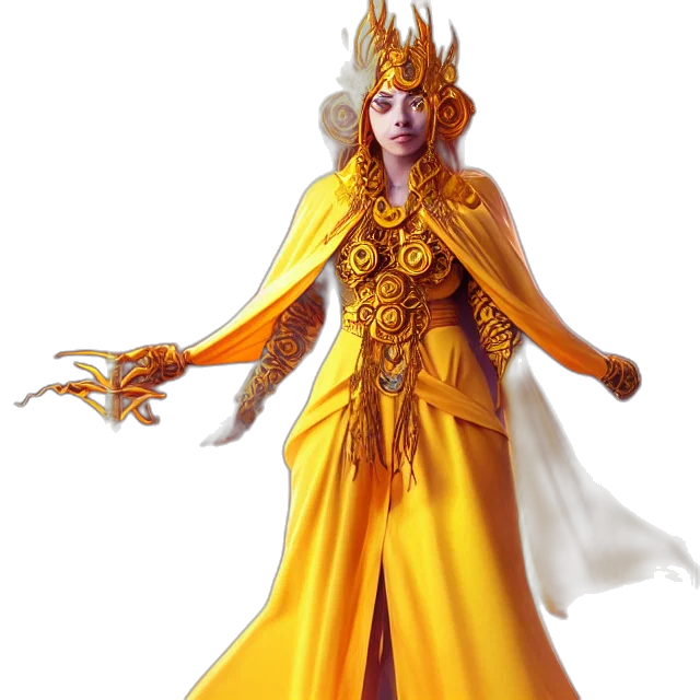 staff, dress, concept art, fantasy art, 3d render, pixel art, golden, beautiful transparent PNG cut-out
