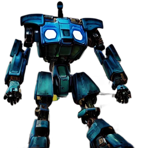 robot, weapon, animal, concept art, 3d render, pixel art, blue, mecha transparent PNG cut-out