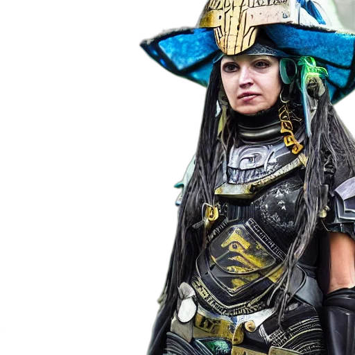 cyberpunk, concept art, photo, solarpunk, warrior transparent PNG cut-out