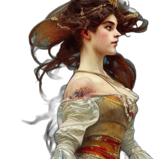 dress, crown, face, fantasy art transparent PNG cut-out