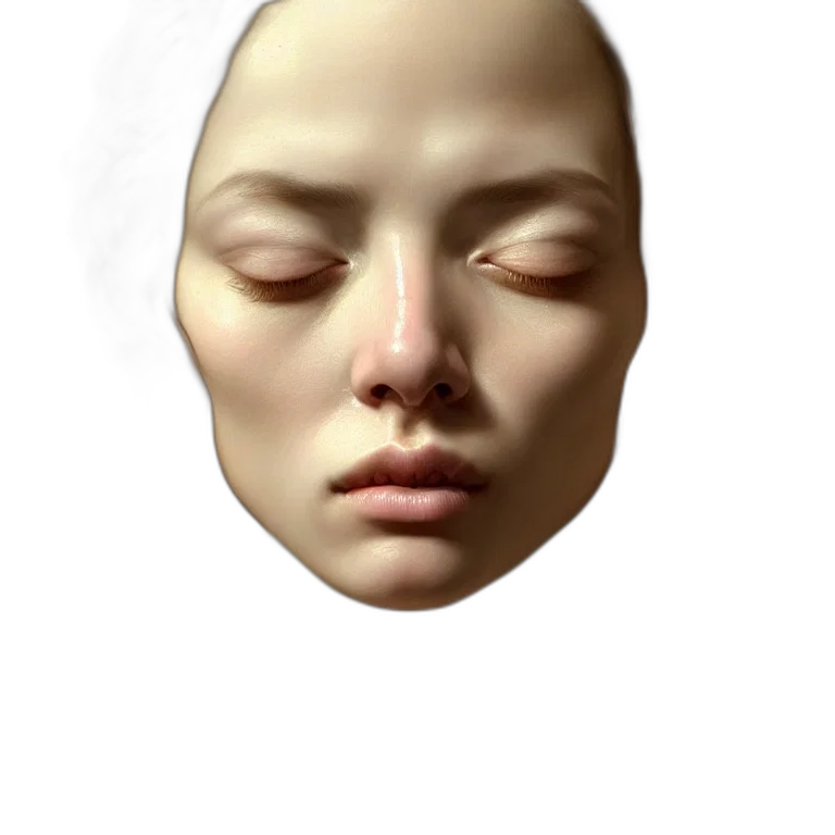 face, mask, robot, crown, 3d render, photorealistic, concept art, oil painting transparent PNG cut-out