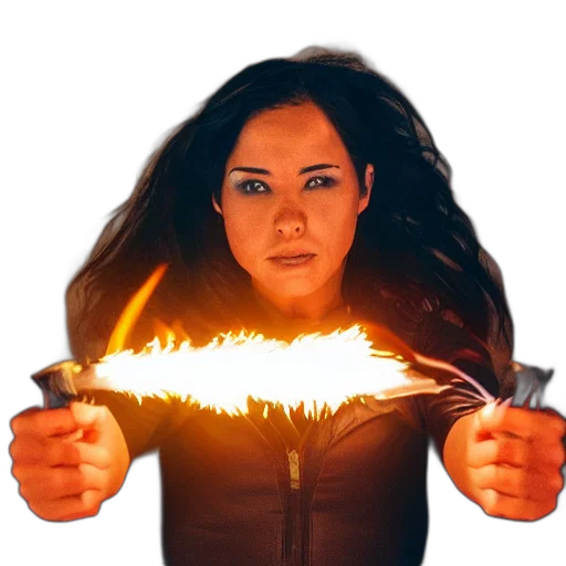 staff, weapon, jacket, hair transparent PNG cut-out