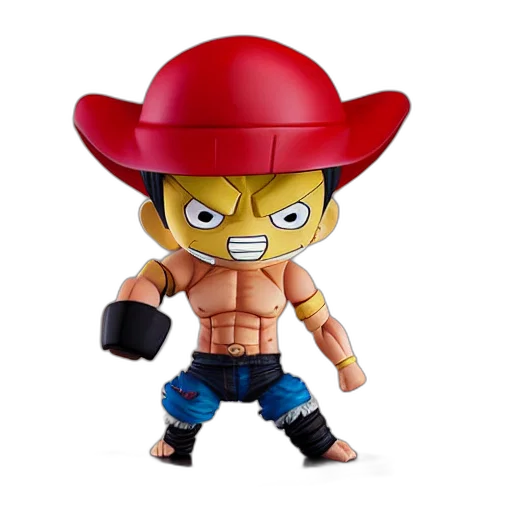 3d render, concept art, nendoroid, luffy transparent PNG cut-out