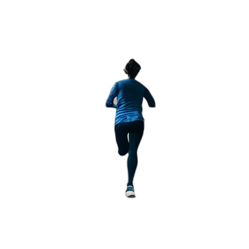 dress, 3d render, photorealistic, pixel art, blue, woman, running, down transparent PNG cut-out