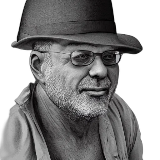hat, face, staff, photorealistic, pencil sketch, cartoon, comic book art, johnathan transparent PNG cut-out