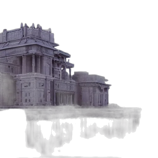 building, crown, concept art, 3d render, photorealistic, fantasy art, fog, underwater transparent PNG cut-out