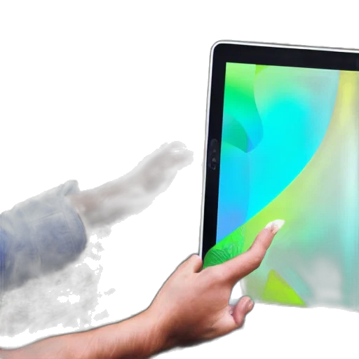 3d render, person, reviewing, tablet, alone, forest transparent PNG cut-out