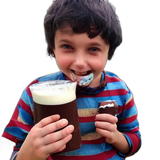 food, photorealistic, kid, drunk transparent PNG cut-out