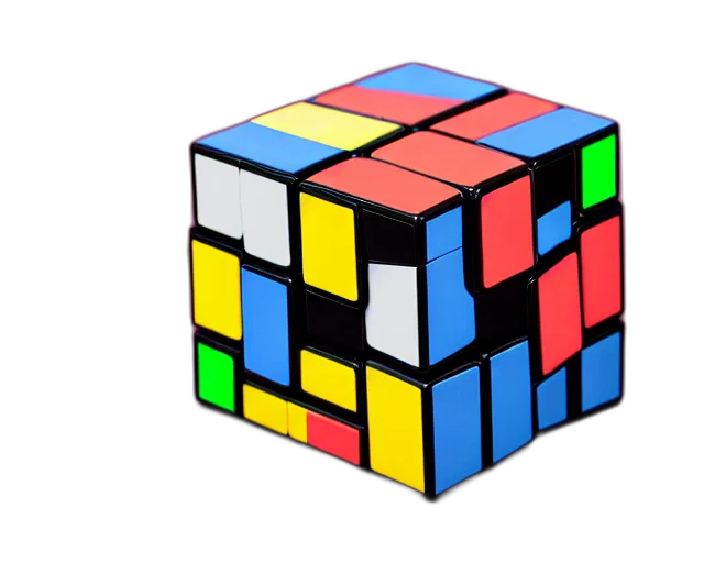 3d render, pixel art, professional, photograph, solved, rubik, cube, studio transparent PNG cut-out