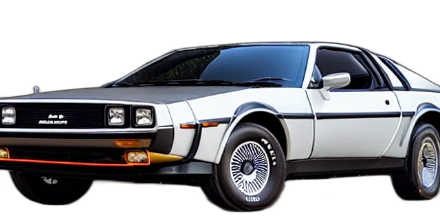 car, photorealistic, single, delorean transparent PNG cut-out