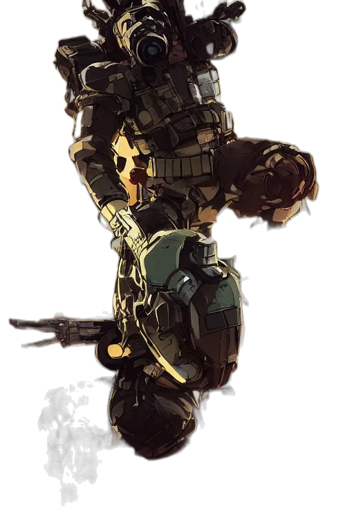 robot, weapon, concept art, 3d render transparent PNG cut-out