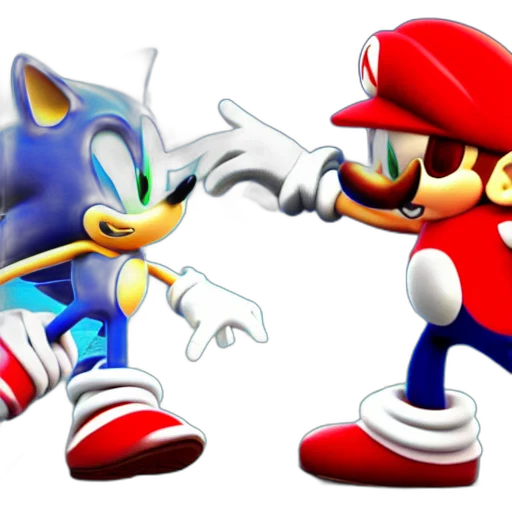 concept art, 3d render, pixel art, sonic transparent PNG cut-out
