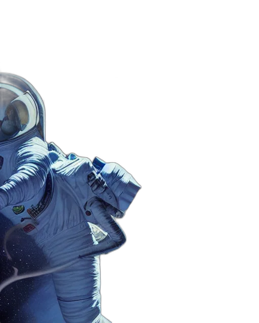 robot, mask, jacket, concept art, 3d render, outer space, blue, astronaut transparent PNG cut-out