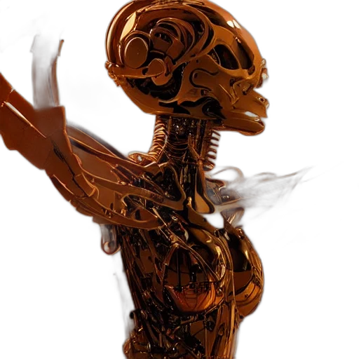 robot, jewelry, concept art, 3d render, photorealistic, cyberpunk, cybernetic, symbiosis transparent PNG cut-out