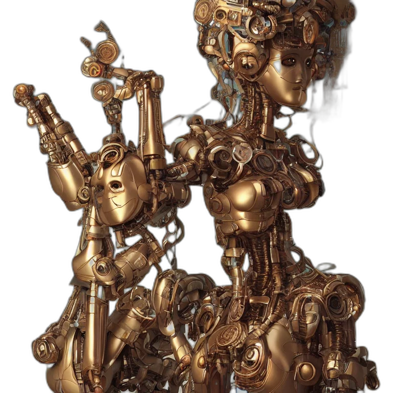 jewelry, robot, crown, staff transparent PNG cut-out
