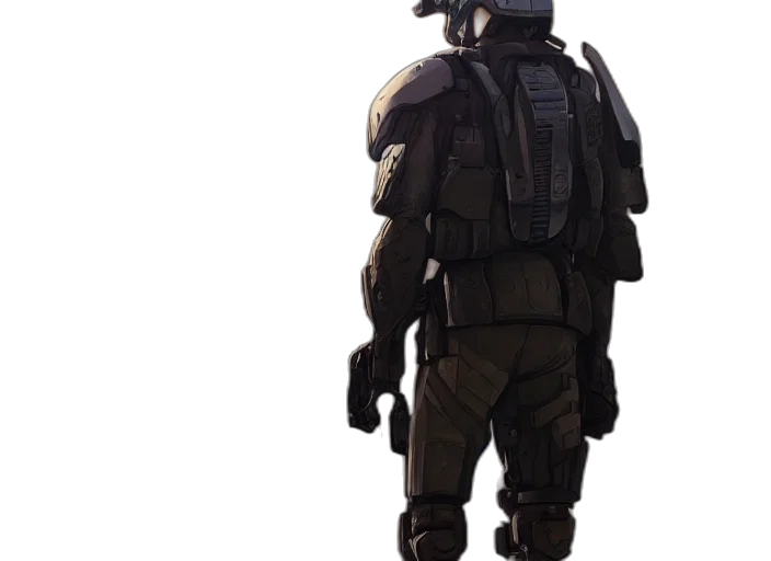 jacket, weapon, staff, robot, concept art, 3d render, pixel art, cyberpunk transparent PNG cut-out