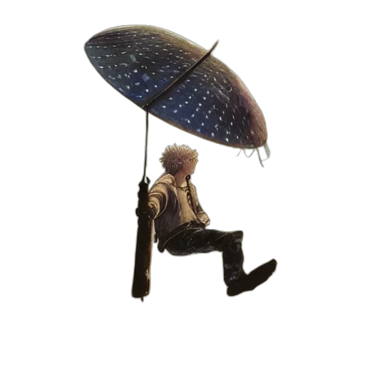 umbrella, staff, jacket, hat transparent PNG cut-out