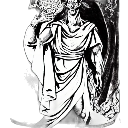 staff, dress, crown, mask, concept art, fantasy art, comic book art, pencil sketch transparent PNG cut-out