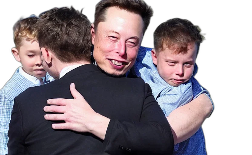 elon, musk, hugging, his transparent PNG cut-out