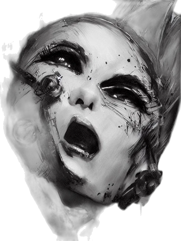 face, mask, creature, photorealistic transparent PNG cut-out