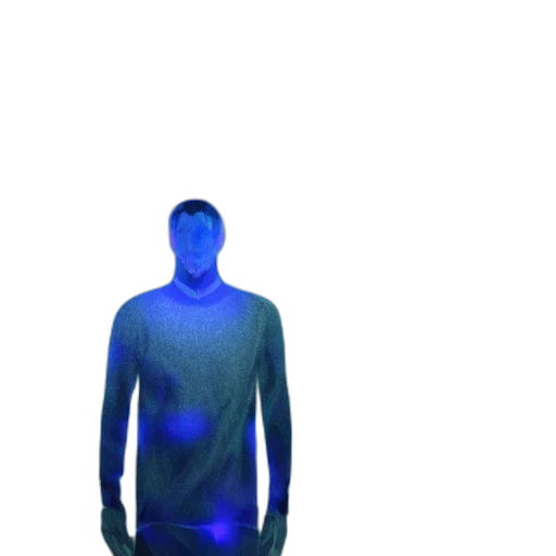 robot, jacket, mask, staff, 3d render, vaporwave, concept art, pixel art transparent PNG cut-out