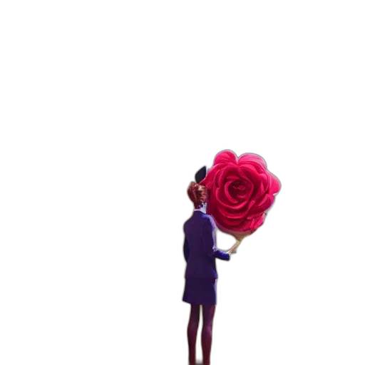 flower, dress, umbrella, staff, 3d render, concept art, cartoon, pixel art transparent PNG cut-out