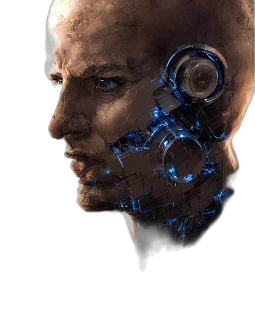 robot, face, mask, cyberpunk transparent PNG cut-out