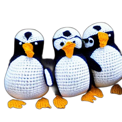 3d render, pixel art, concept art, crocheted, penguins transparent PNG cut-out