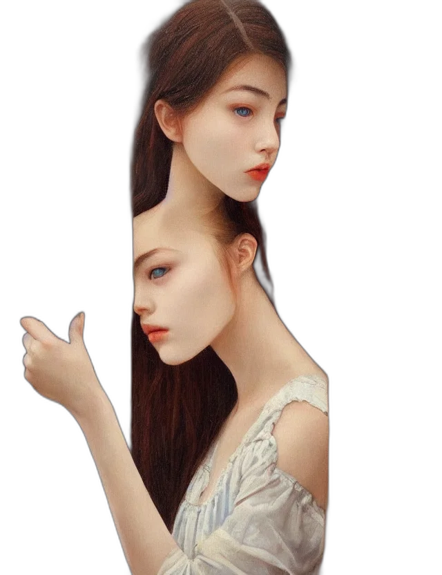 face, dress, hair, crown, photorealistic, fantasy art, oil painting, 3d render transparent PNG cut-out