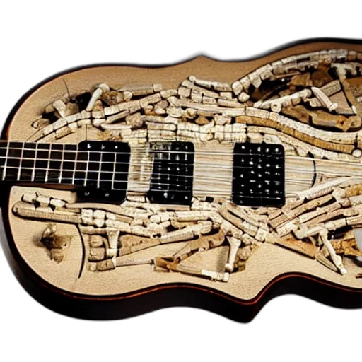electric, guitar, made, bones transparent PNG cut-out