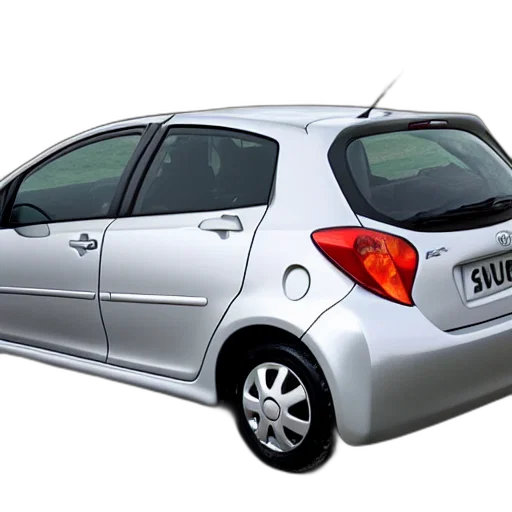 car, 3d render, photorealistic, grey, toyota, yaris, 2008, sol transparent PNG cut-out