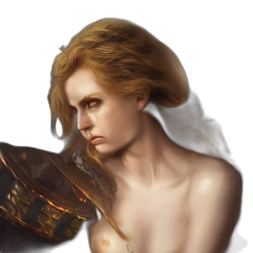 face, crown, sword, dress, fantasy art, photorealistic, concept art, oil painting transparent PNG cut-out