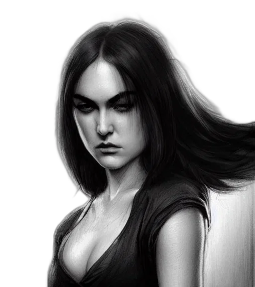 face, hair, dress, fantasy art, comic book art, photorealistic, pencil sketch, dark transparent PNG cut-out