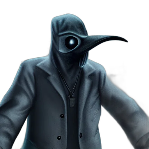 jacket, mask, staff, creature, concept art, 3d render, fantasy art, photorealistic transparent PNG cut-out
