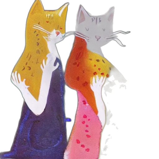 dress, watercolor, concept art, outer space, underwater, girls, cats, friends transparent PNG cut-out