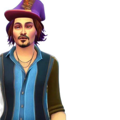 cartoon, fantasy art, 3d render, concept art, johnny, depp, sims, character transparent PNG cut-out