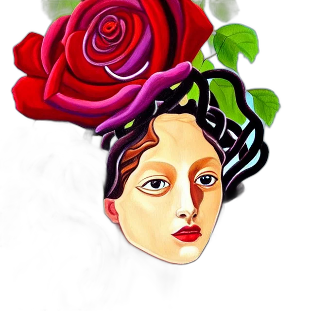crown, flower, face, jewelry, photorealistic, pixel art, cartoon, fantasy art transparent PNG cut-out