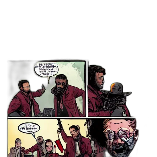 weapon, comic book art, concept art, cartoon, fire, star-lord, killing, zombies transparent PNG cut-out