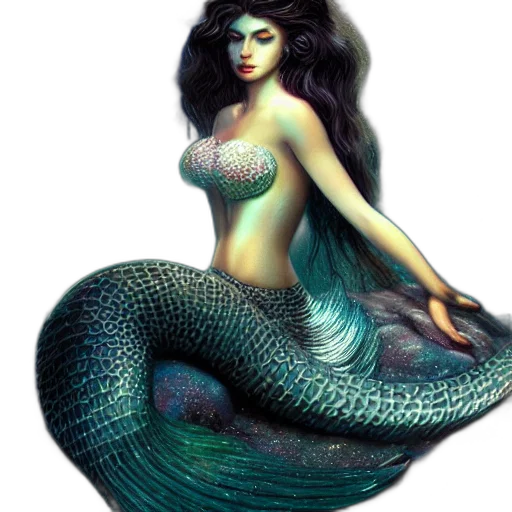 creature, fantasy art, concept art, pixel art, photorealistic, underwater, beautiful, mermaid transparent PNG cut-out