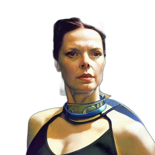 jewelry, robot, face, staff, photorealistic, concept art, fantasy art, cyberpunk transparent PNG cut-out