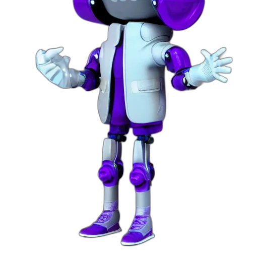 robot, staff, creature, jacket, 3d render, concept art, pixel art, vaporwave transparent PNG cut-out