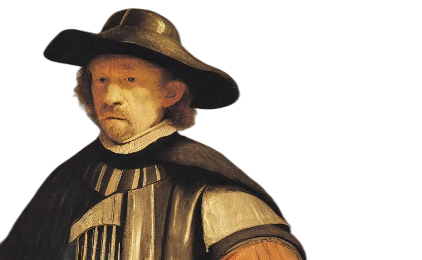 face, hat, photorealistic, rembrandt transparent PNG cut-out