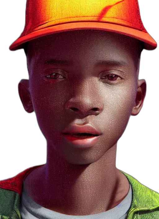 face, hat, robot, creature, photorealistic, 3d render, concept art, fantasy art transparent PNG cut-out