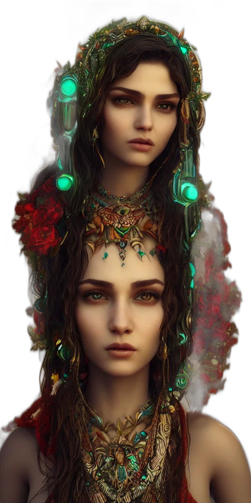 jewelry, crown, face, dress, fantasy art, concept art, photorealistic, 3d render transparent PNG cut-out