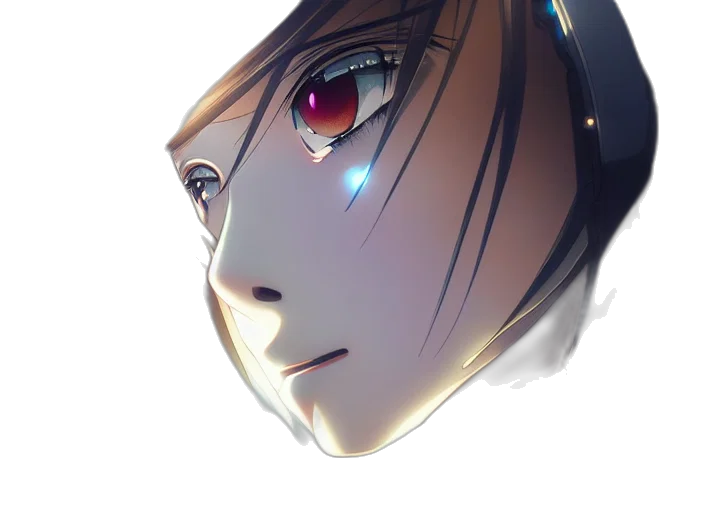 robot, face, mask, creature, concept art, anime, 3d render, cyberpunk transparent PNG cut-out