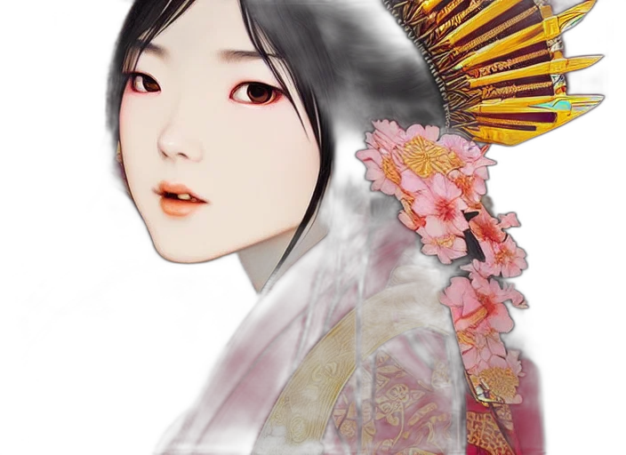 face, staff, mask, flower, photorealistic, fantasy art, concept art, anime transparent PNG cut-out