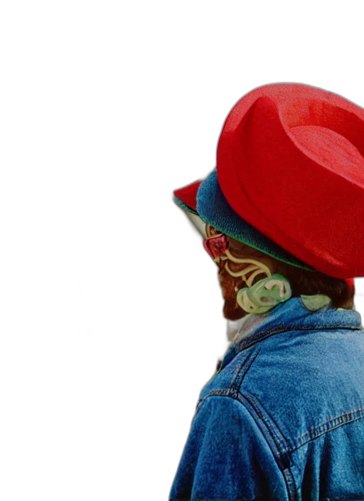 hat, jacket, mask, red, detailed, color, analog, medium transparent PNG cut-out