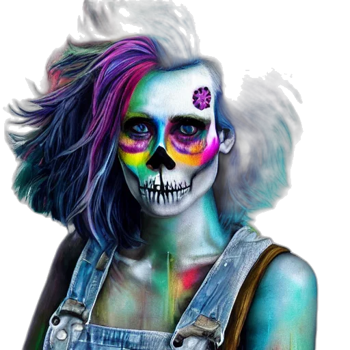 face, mask, cyberpunk, watercolor, fantasy art, photorealistic, neon lights, colorful transparent PNG cut-out