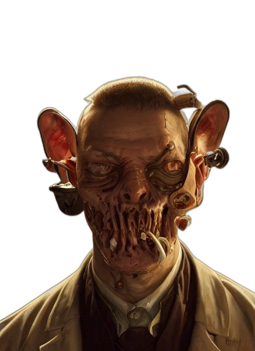 mask, face, creature, staff, concept art, photorealistic, comic book art, cyberpunk transparent PNG cut-out