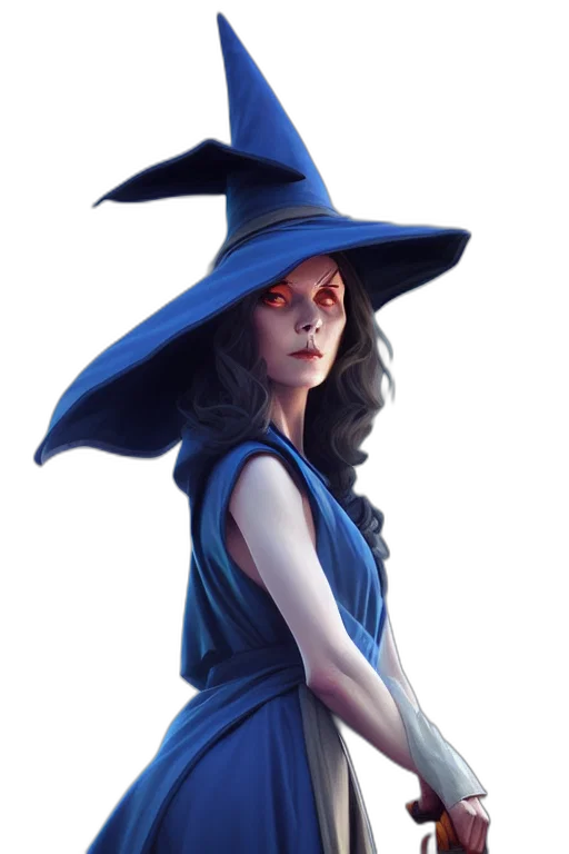 dress, hat, staff, fantasy art transparent PNG cut-out